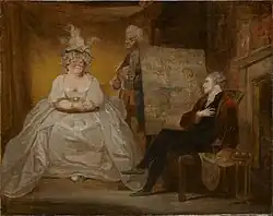 Scène de la pièce « Taste » de Samuel Foote, seconde moitié du XVIIIe siècle