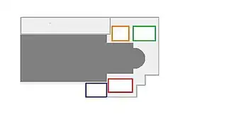 Schéma de l'emplacement des quatre chapelles.