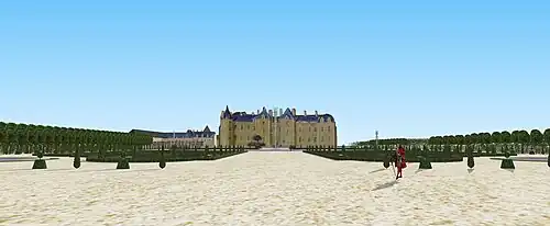 Vue sur le château de Mouchy depuis le bout du parterre, vers 1680.