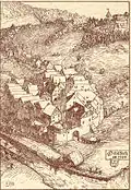 Schiltach avec le château et la Unterem Tor (porte inférieure) en 1596