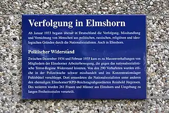 Plaque commémorative apposée à la marie d'Elmshorn.