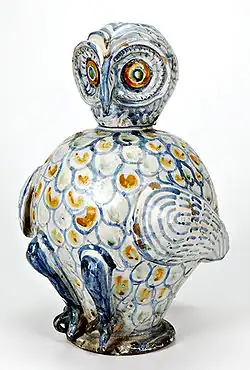 Vase en forme de chouette, Sicile, XVIIe&nbsp;siècle.