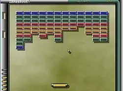 Copie d'écran du jeu « LBreakout2 », un logiciel libre similaire à « Arkanoid ».