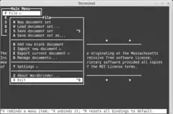 Description de l'image Screenshot of WordGrinder .0.5.1 July 13 2014.png.