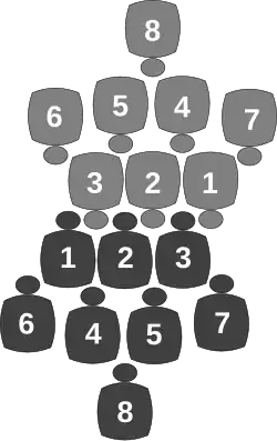 Disposition d'une mêlée.