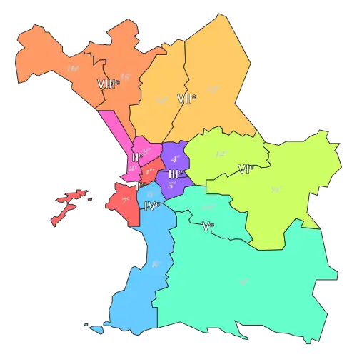 Marseille (16 arrondissements, 8 secteurs).