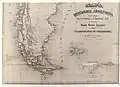Carte argentine de 1875 : l’ouest de la Patagonie est chilien. L’est de la Patagonie et la Terre de Feu sont argentines.