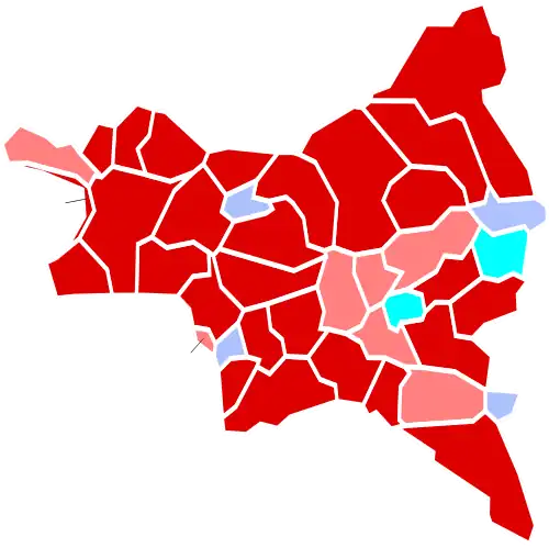 Nuance politique des communes de la Seine-Saint-Denis en 1981.