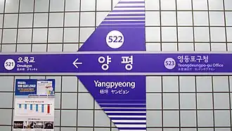 Signalétique à la station Yangpyeong