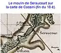 Le moulin sur la carte de Cassini.