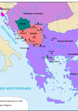 Carte de la principauté de Serbie.