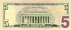 5 dollars américains, Face verso