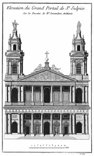 Projet de façade pour l'église Saint-Sulpice de Paris.