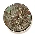 Deuxième sesterce en bronze provenant d'un trésor monétaire découvert aux arènes de Lutèce (1871).