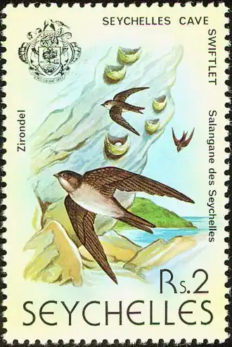 Description de l'image Seychelles swiftlet 1979 stamp.jpg.