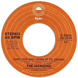 Description de l'image Shake Your Body (Down to the Ground) by The Jacksons US vinyl A-side.png.