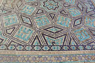 Détail d'une paroi latérale du pishtak de la médersa Cher-Dor (bannaï).