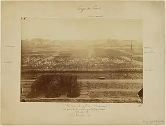 Travaux de défense, durant le siège de Paris. Vue prise de la caserne près la porte d'Orléans