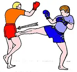 Coup d’arrêt en Naubya-ka en Boxe birmane