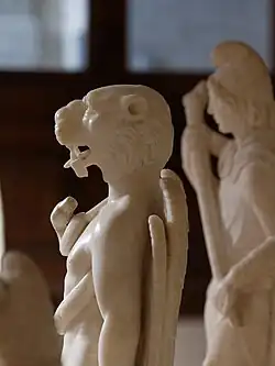 Kronos mithriaque à tête de lion. Marbre daté 389 EC. Mithréum de Saïda. Louvre