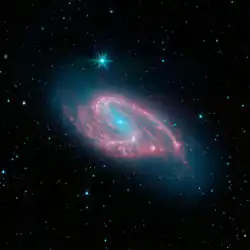 M66 dans le domaine de l'infrarouge par le télescope spatial Spitzer.