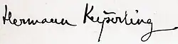 signature de Hermann von Keyserling