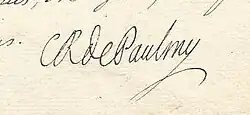 signature d'Antoine-René de Voyer de Paulmy d'Argenson