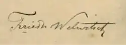 signature de Friedrich Welwitsch