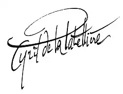 signature de Cyril de La Patellière