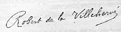 signature de Robert Le Minihy de La Villehervé