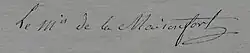 signature de Louis Dubois-Descours, marquis de la Maisonfort