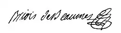 signature de Bon Albert Briois de Beaumetz