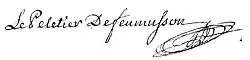 signature de Charles-Emmanuel Le Peletier de Feumusson