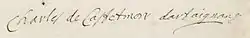 Signature de Charles de Batz de Castelmore dit d'Artagnan
