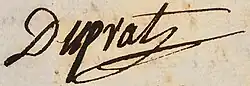 Signature de Jean Louis des Bravards d'Eyssat Duprat