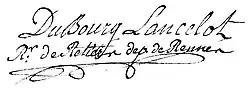 signature de Joseph Joachim François Esmé Jean Emmanuel Lancelot-Dubourg