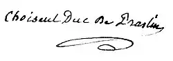 Signature de Renaud César de Choiseul-Praslin