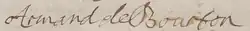 Signature de Armand de Bourbon-Conti