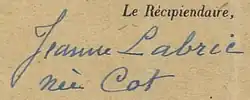 signature de Jeanne Labric