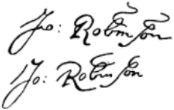 signature de John Robinson (pasteur)