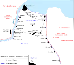 Carte de la ligne de front avant l'attaque du Front de Volkhov.