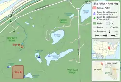 Carte indiquant les localisations de Site A et Plot M.