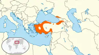 Carte géographique de l'habitat des Sittelles de Krüper