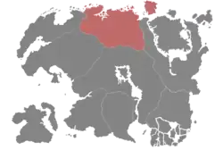 Emplacement de la province de Bordeciel sur le continent de Tamriel