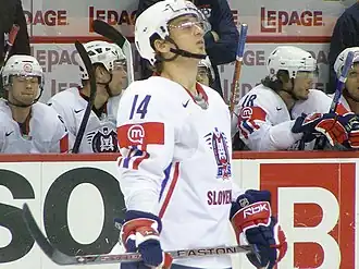 Description de l'image Slovenia_VS_USA_at_the_IIHF_World_Hockey_Championship_2008_-_Boris_Pretnar.jpg.