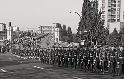 Le cortège militaire funèbre du soldat de la Seconde Guerre mondiale et du bénéficiaire de la Croix de Victoria, Ernest « Smokey » Smith, à Vancouver, au Canada, le 13 août 2005.