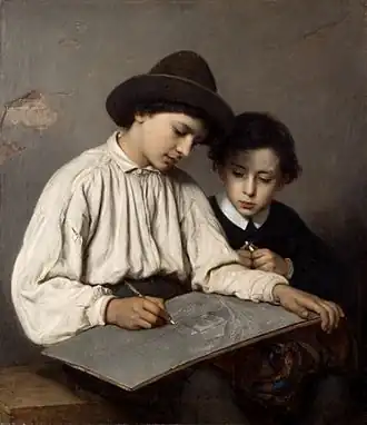 Sofie Ribbing, Garçons en train de dessiner, 1864.