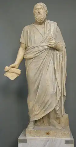 Statue de Sophocle, drapé dans un himation.