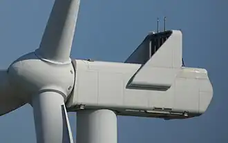 La nacelle d'une éolienne.