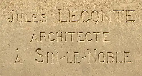 Plaque « Jules Leconte, architecte à Sin-le-Noble ».